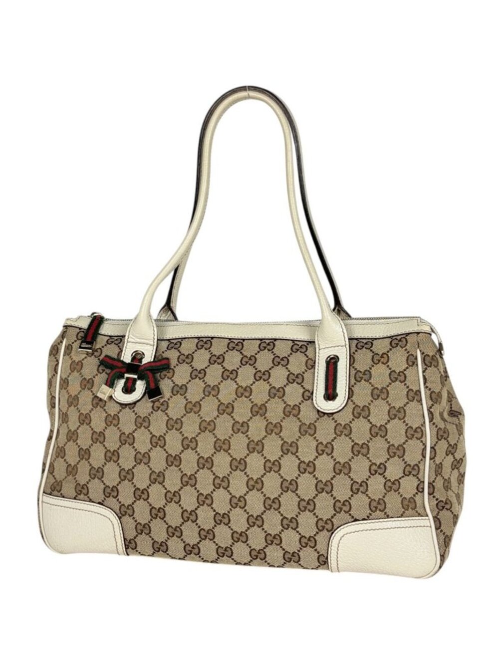 Gucci Tote Bag GG Pattern Princy Canvas Beige White